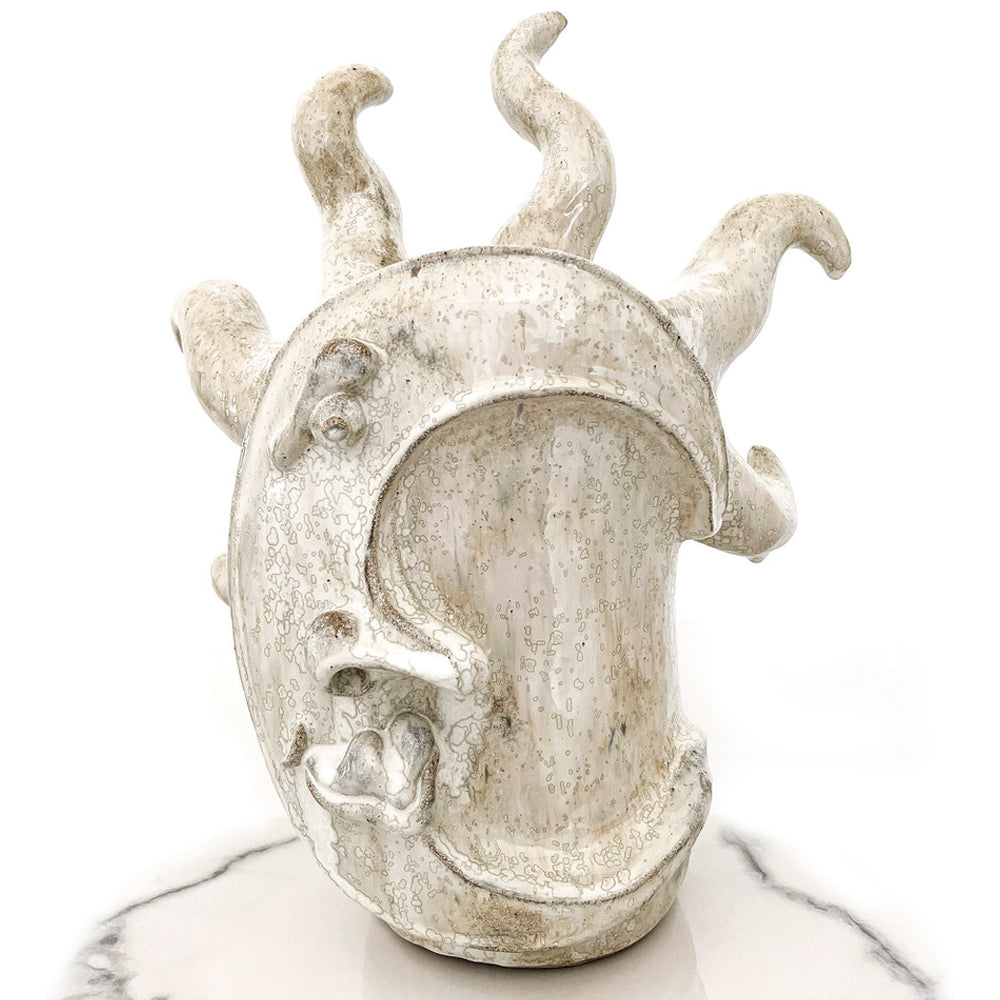 Unique beige white moon & sun sculpture