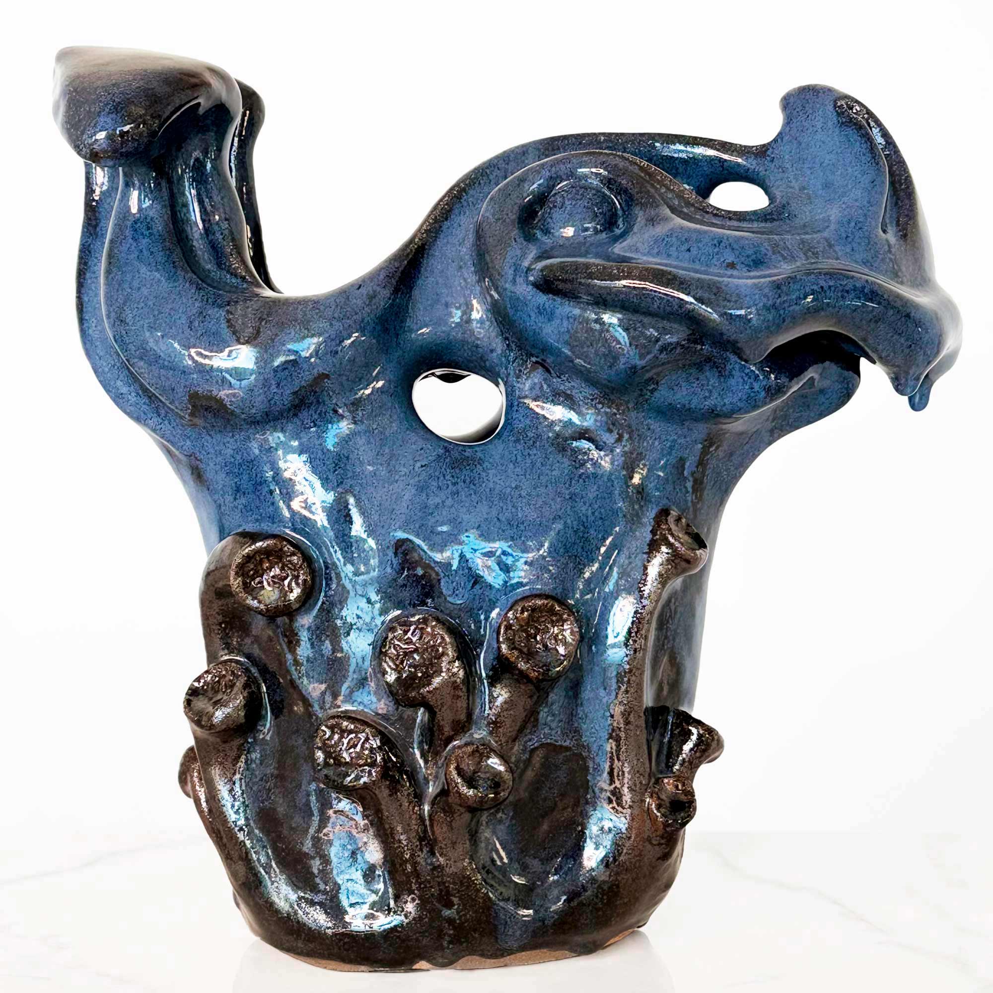 Unique blue fish sculpture for home decor