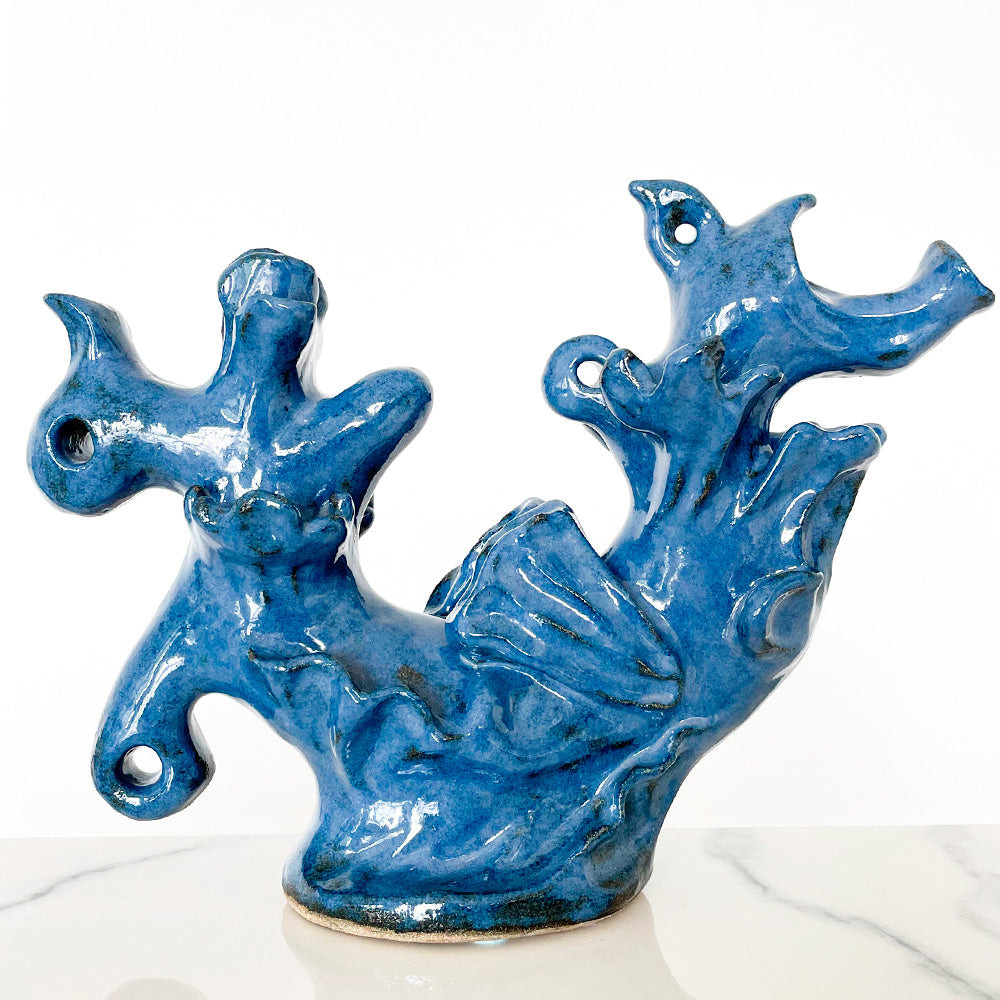 Unique blue sea horse sculpture for home decor