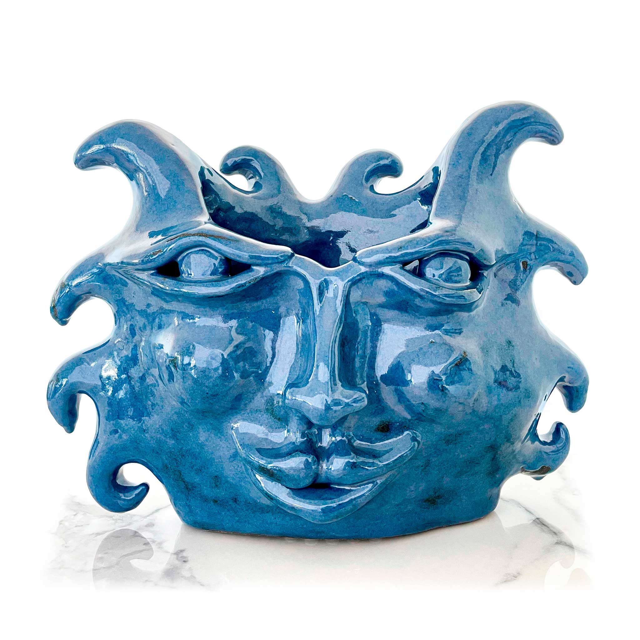 Unique blue sun sculpture for home decor