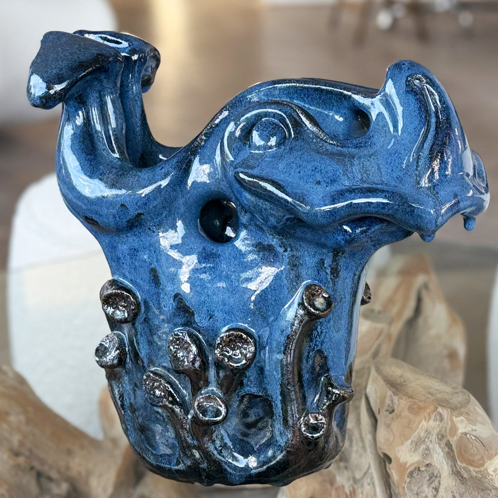Unique blue fish table sculpture for home decor