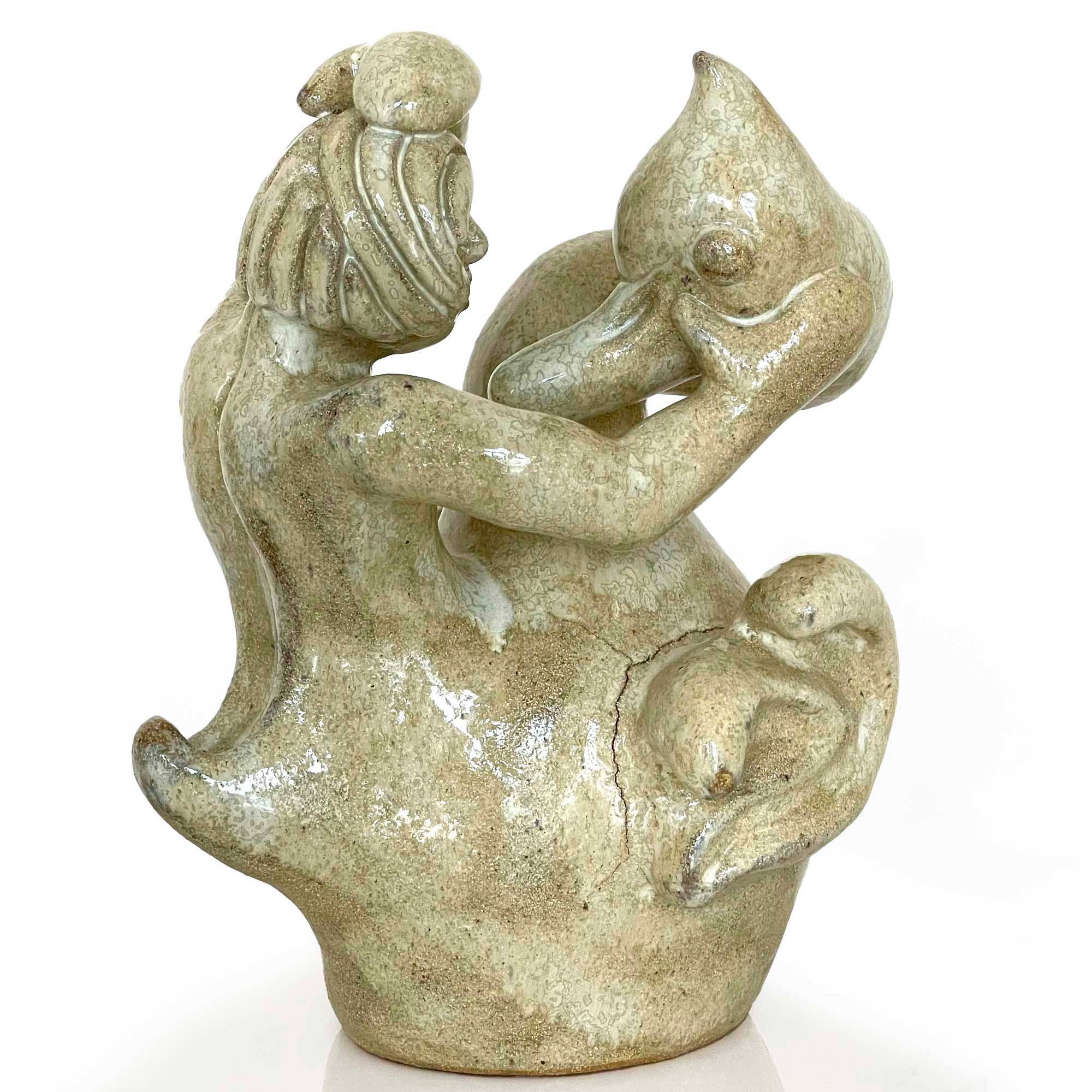 Unique beige swan love sculpture