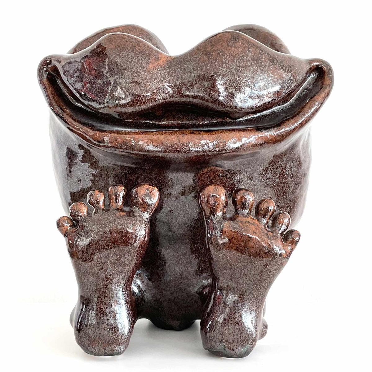 Unique brown happy feed sculpture for home decor
