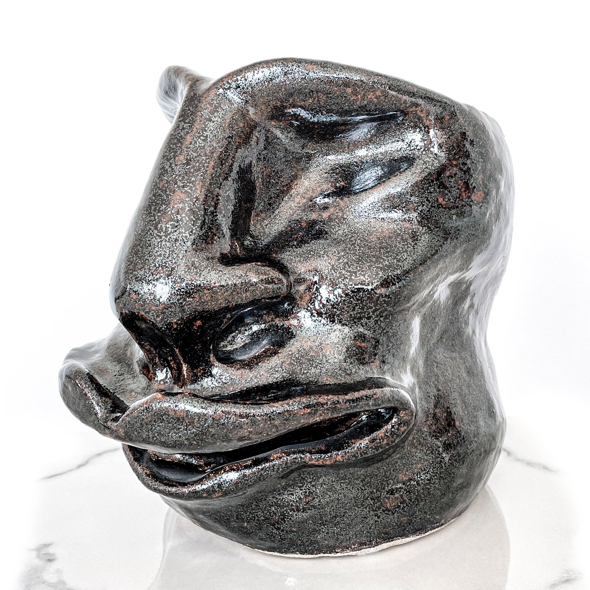 Unique black & brown moai art sculpture for home decor